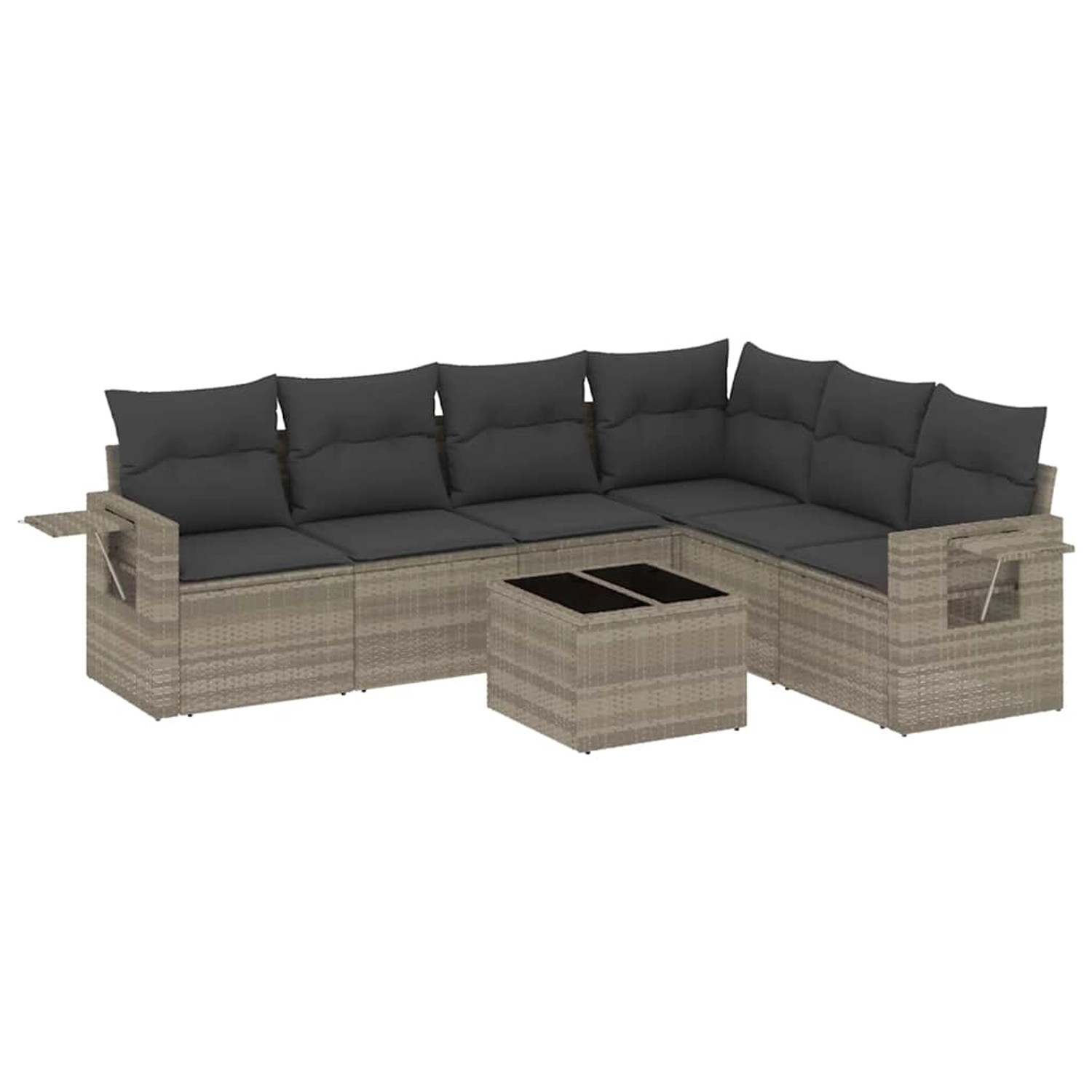vidaXL 7-Tlg Garten-Sofagarnitur mit Kissen Hellgrau Poly Rattan 3220221 günstig online kaufen