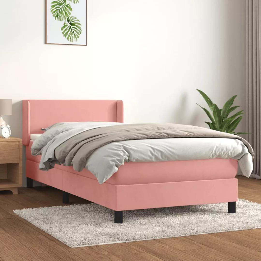 Vidaxl Boxspringbett Mit Matratze Rosa 100x200 Cm Samt günstig online kaufen