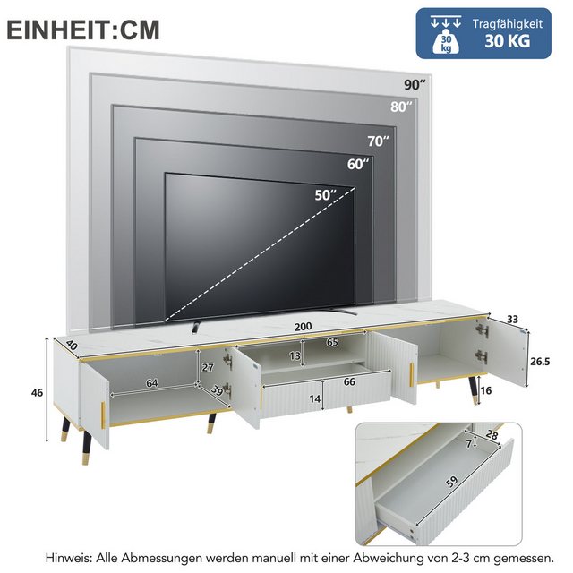 BlingBin TV-Schrank Moderner Lowboard TV-Schrank, TV-Board, TV-Kommode, 200 günstig online kaufen