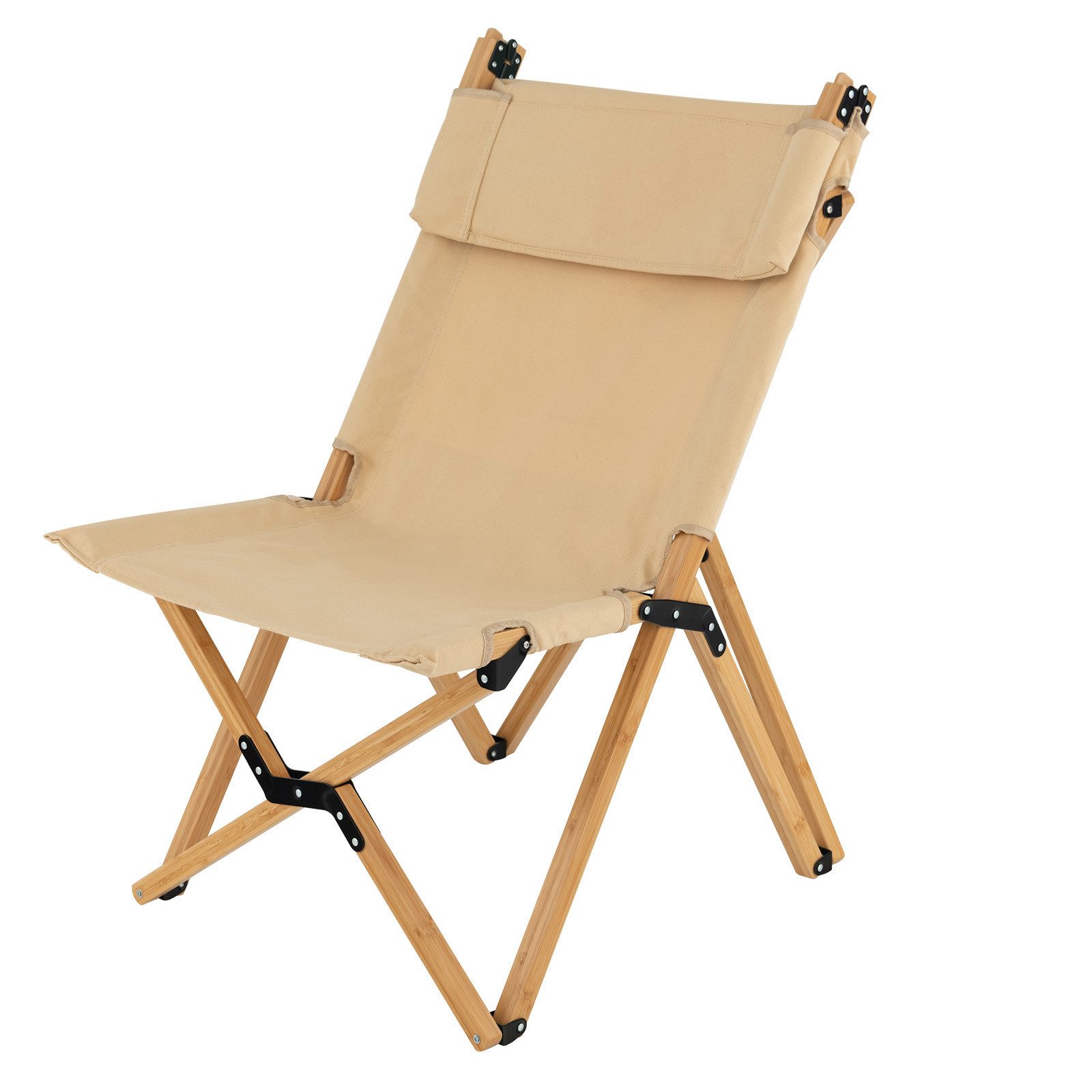 COSTWAY Campingstuhl mit Bambusrahmen, Klappstuhl verstellbarer, günstig online kaufen