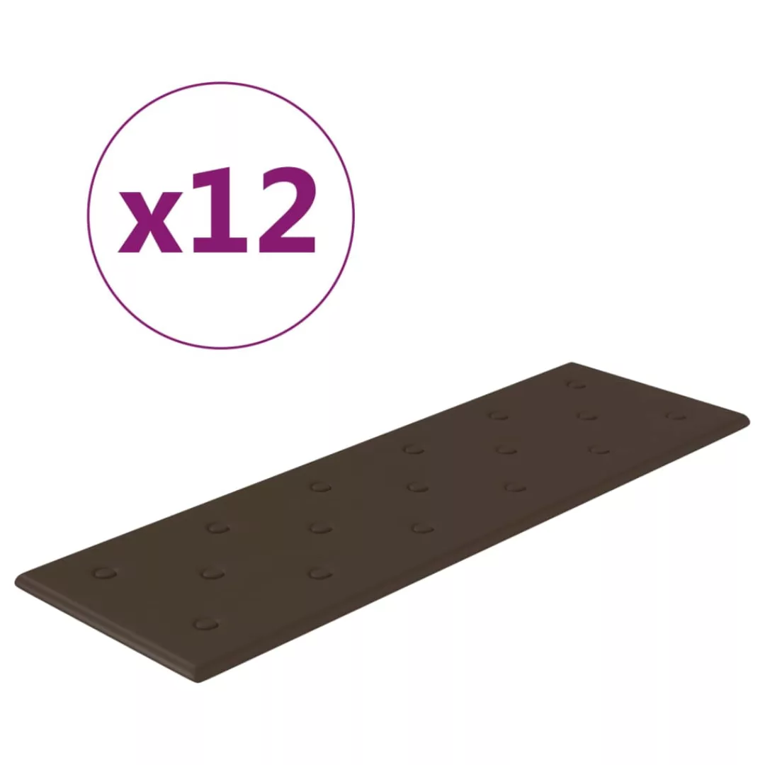 Vidaxl Wandpaneele 12 Stk. Braun 90x30 Cm Kunstleder 3,24 M² günstig online kaufen