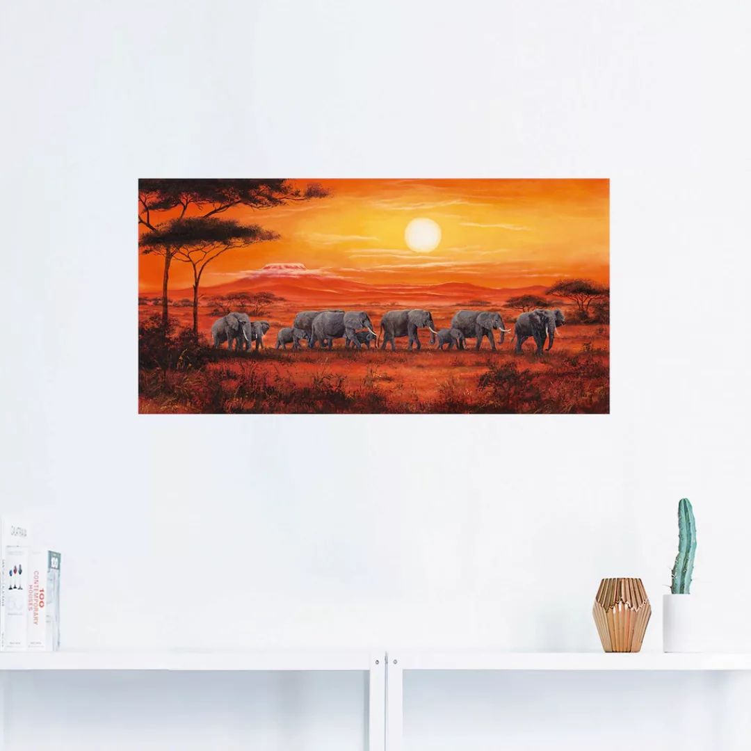 Artland Wandbild "Elefantenherde", Wildtiere, (1 St.), als Leinwandbild, Po günstig online kaufen