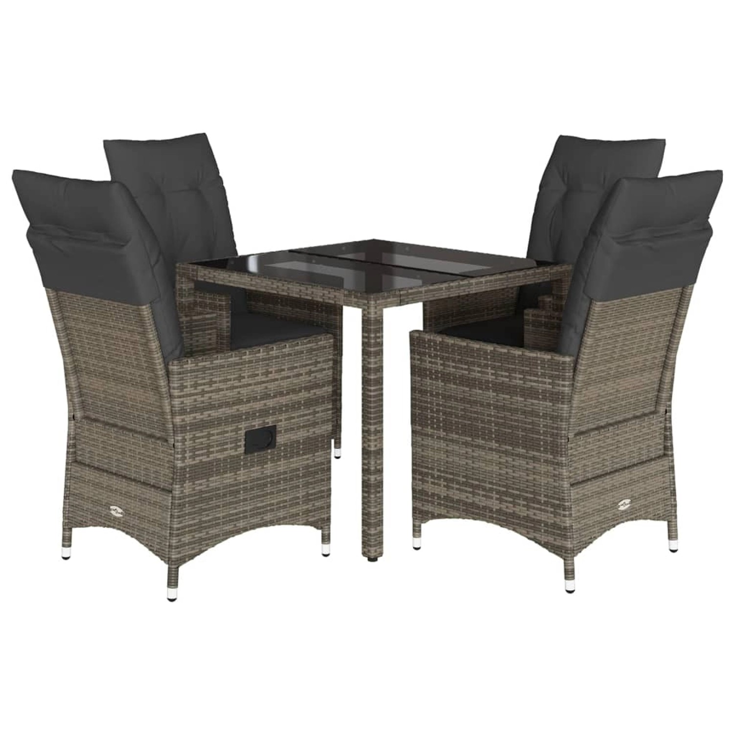 vidaXL 5-Tlg Garten-Essgruppe mit Kissen Grau Poly Rattan 3276736 günstig online kaufen