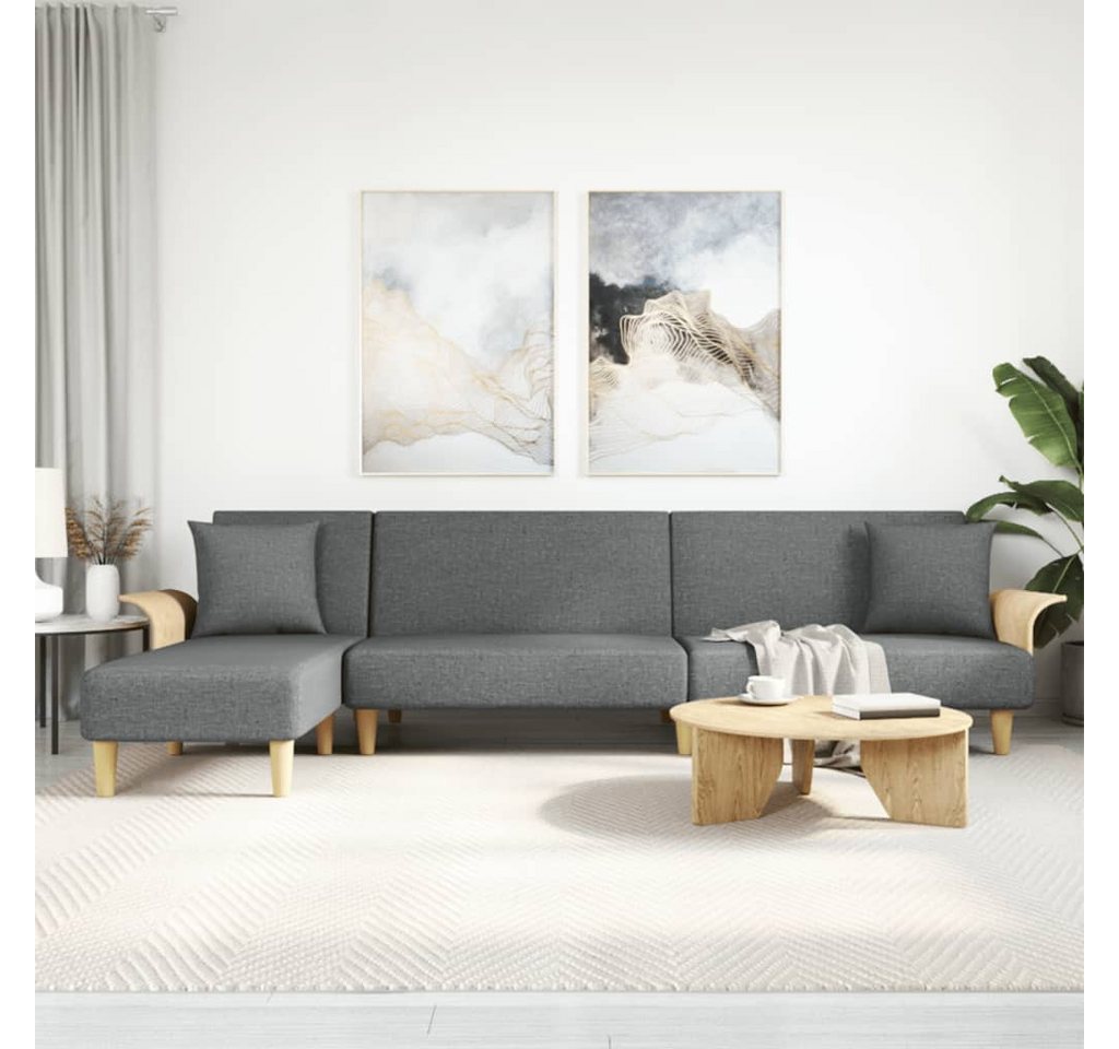 vidaXL Sofa Schlafsofa in L-Form Dunkelgrau 279x140x70 cm Stoff Schlafcouch günstig online kaufen