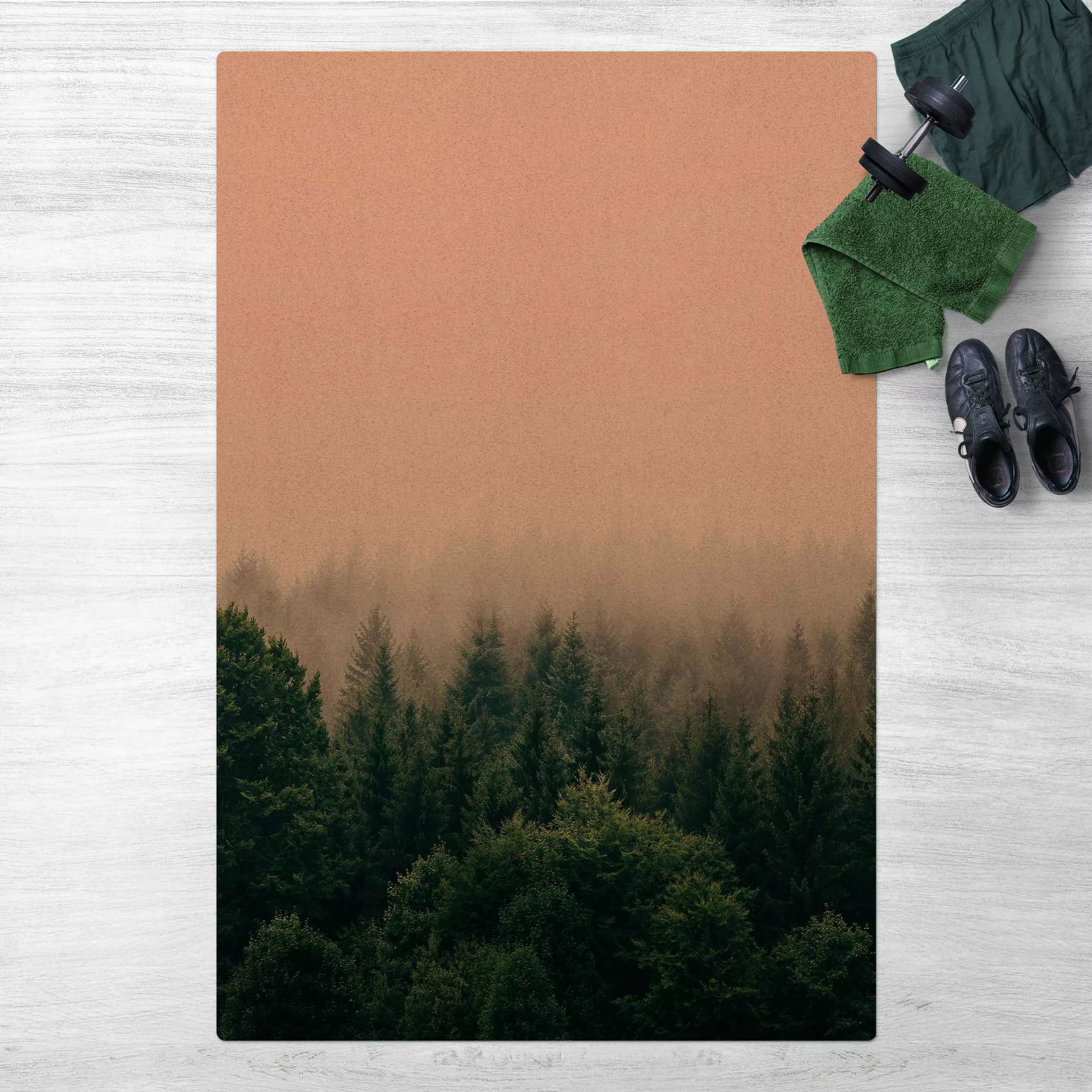 Kork-Teppich Wald im Nebel Dämmerung günstig online kaufen