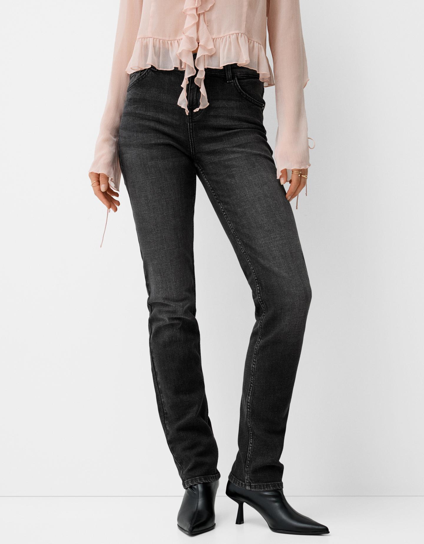 Bershka Slim-Jeans Damen 40 Schwarz günstig online kaufen