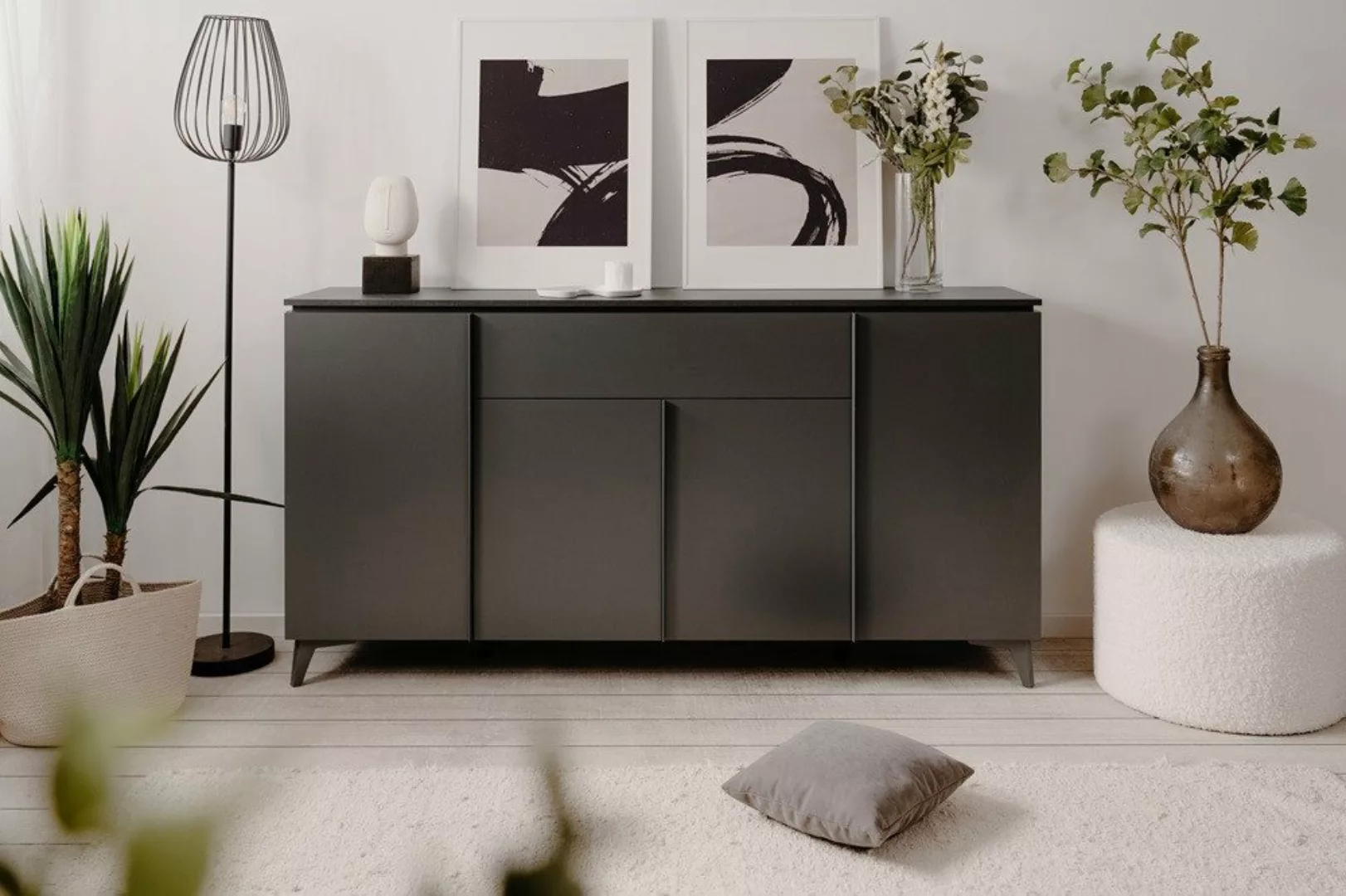 xonox.home Schuhschrank Kommode Sideboard Bertrix, Schiefer dunkel / Anthra günstig online kaufen