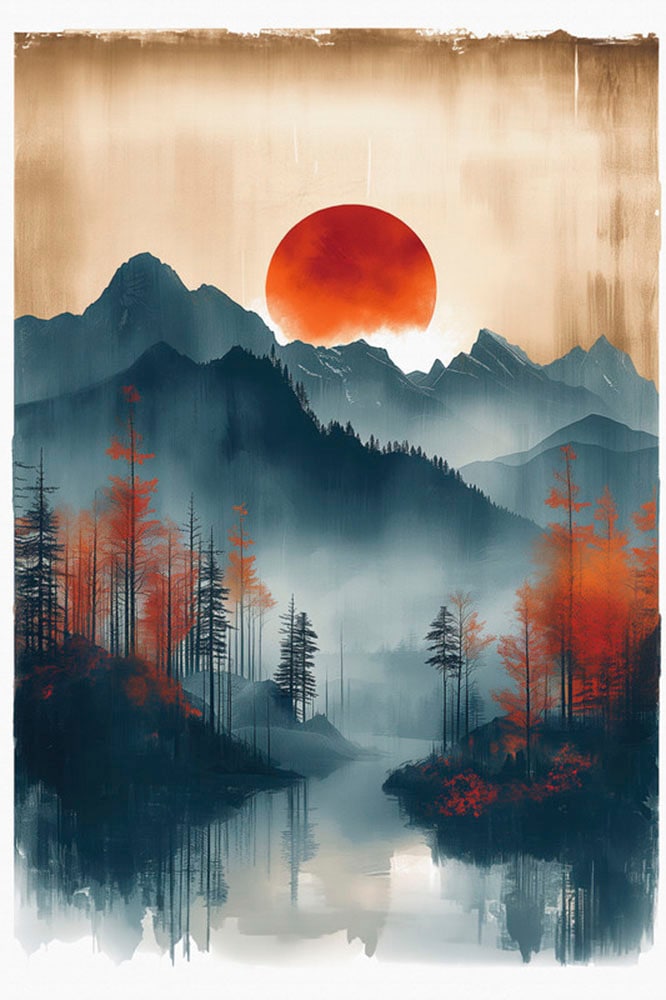 A.S. Création Leinwandbild "Indian Summer Sunset - Wandbild Orange Blau Kei günstig online kaufen