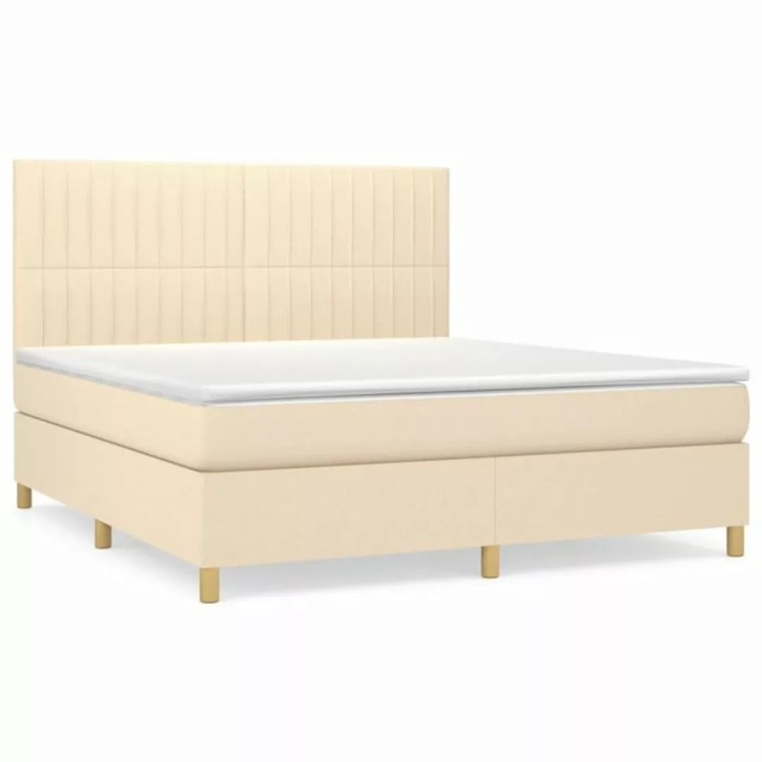 vidaXL Boxspringbett Boxspringbett mit Matratze Creme 160x200 cm Stoff Bett günstig online kaufen