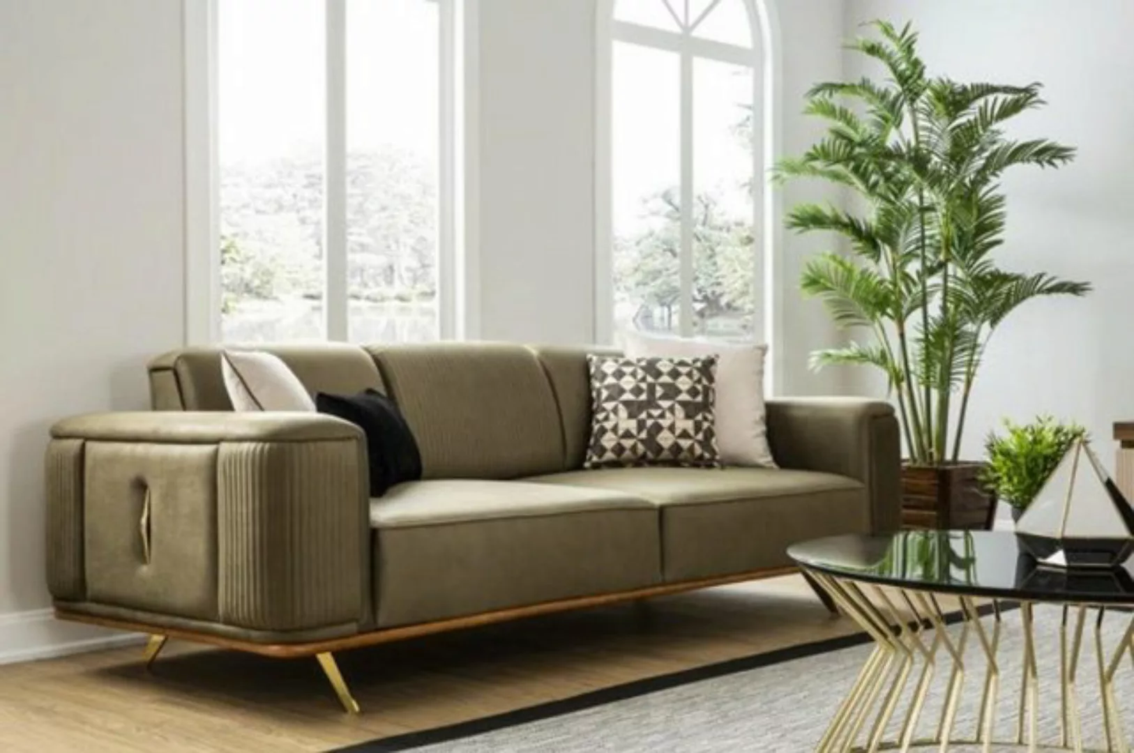 JVmoebel 4-Sitzer Sofa 4 Sitz Wohnzimmer Viersitzer Design schwarz Textil C günstig online kaufen