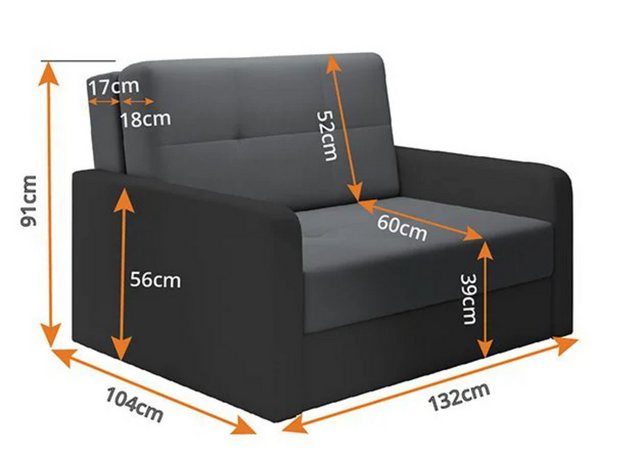 MOEBLO Schlafsofa ERIK II, Kleines Sofa Sessel in Bett Convertible Wohnzimm günstig online kaufen