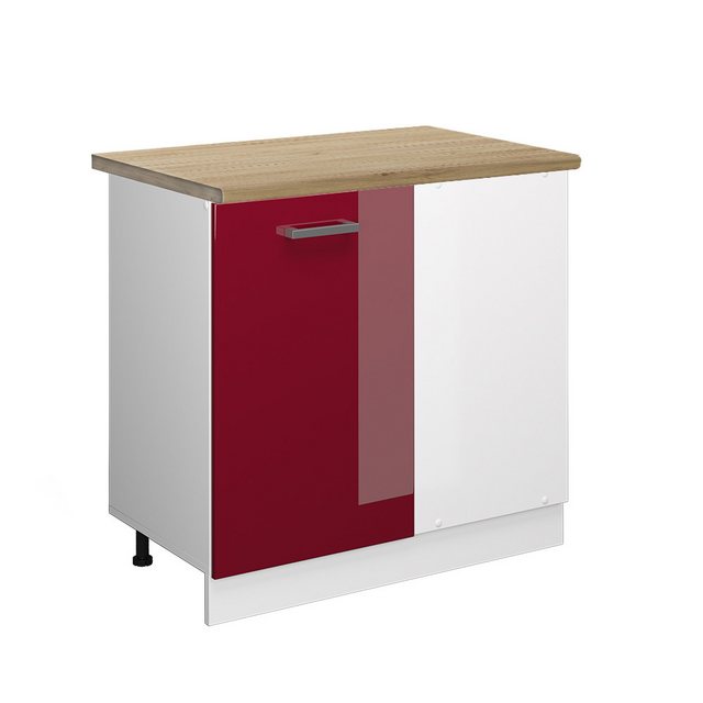 Vicco Eckunterschrank R-Line, Bordeaux Hochglanz/Weiß, 86 cm, AP Eiche günstig online kaufen