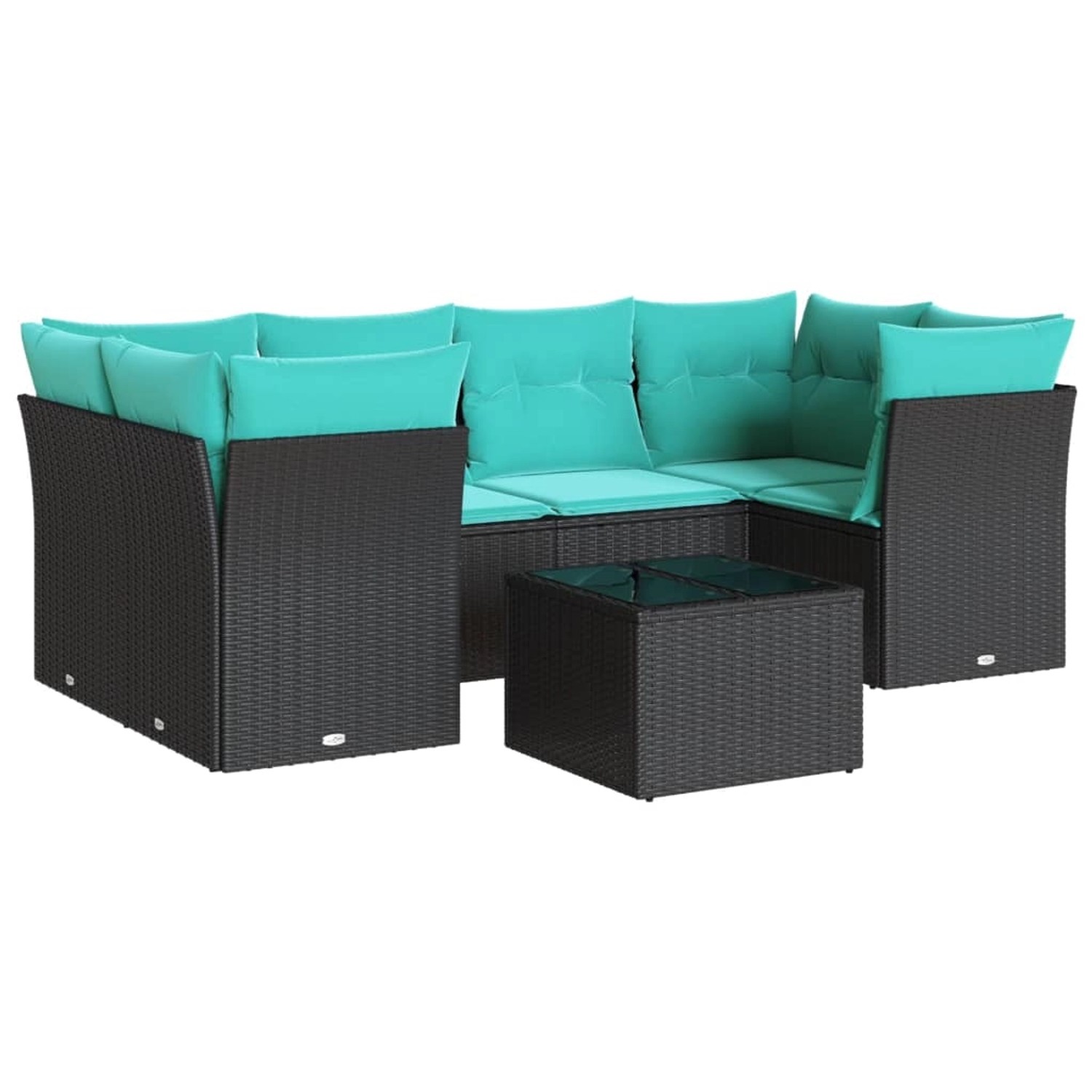 vidaXL 7-Tlg Garten-Sofagarnitur mit Kissen Schwarz Poly Rattan 3217267 günstig online kaufen