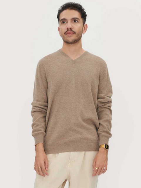 GOBI Cashmere V-Ausschnitt-Pullover Naturfarbe Basic Kaschmirpullover mit V günstig online kaufen