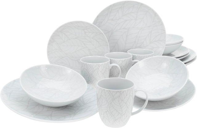 CreaTable Kombiservice »Geschirr-Set Home - Blätter«, (Set, 16 tlg., Kaffee günstig online kaufen