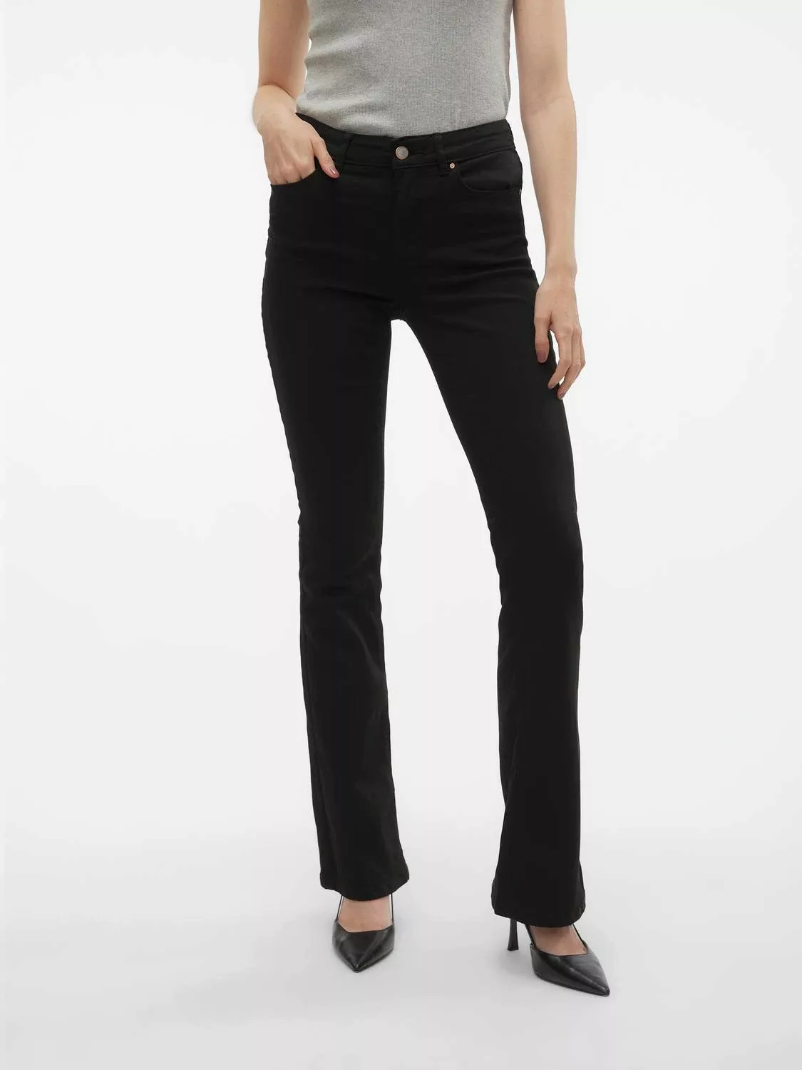 Vero Moda Damen Jeans VMFLASH MR FLARED LI140 GA XS S M L XL Schwarz - Blac günstig online kaufen
