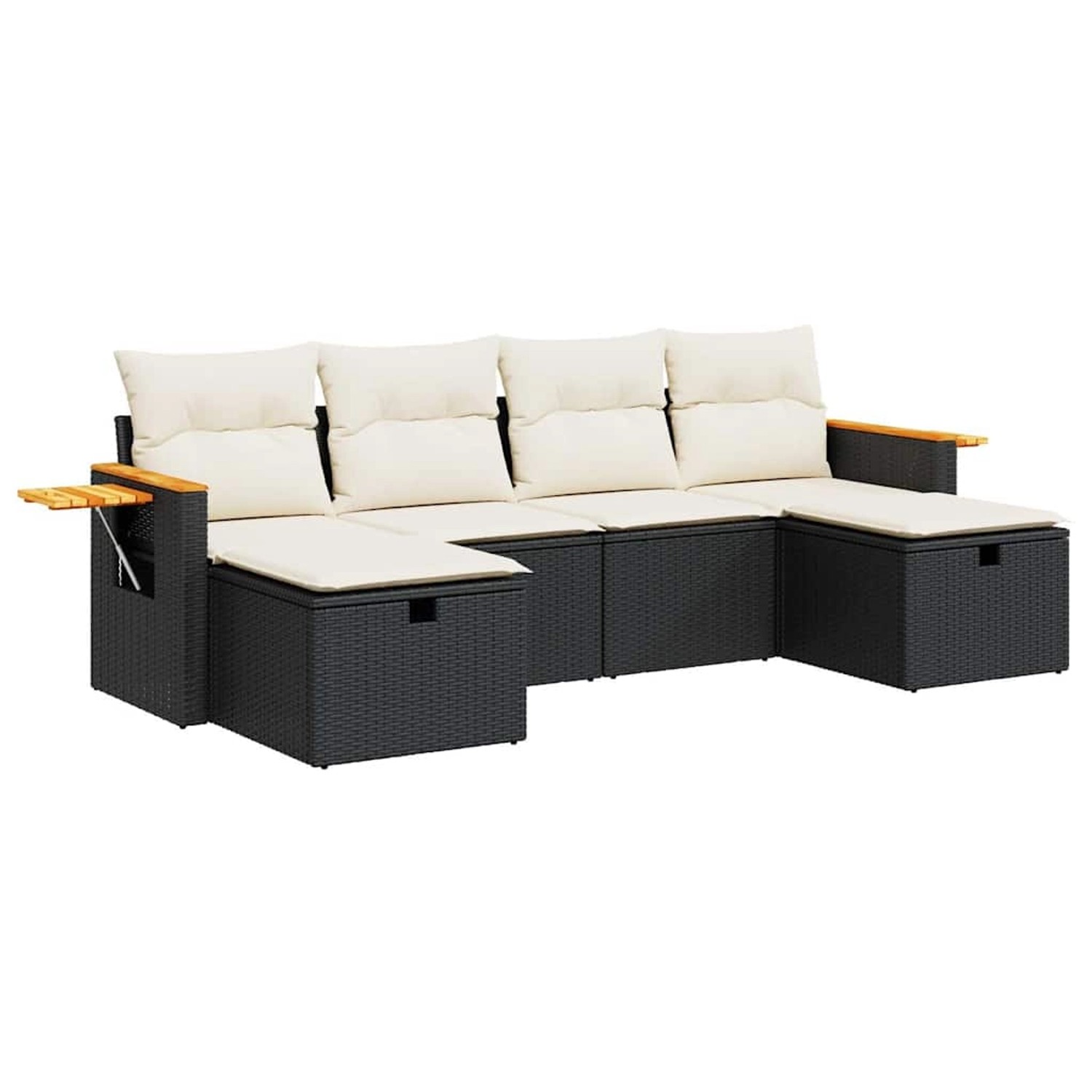 vidaXL 6-Tlg Garten-Sofagarnitur mit Kissen Schwarz Poly Rattan 3325997 günstig online kaufen