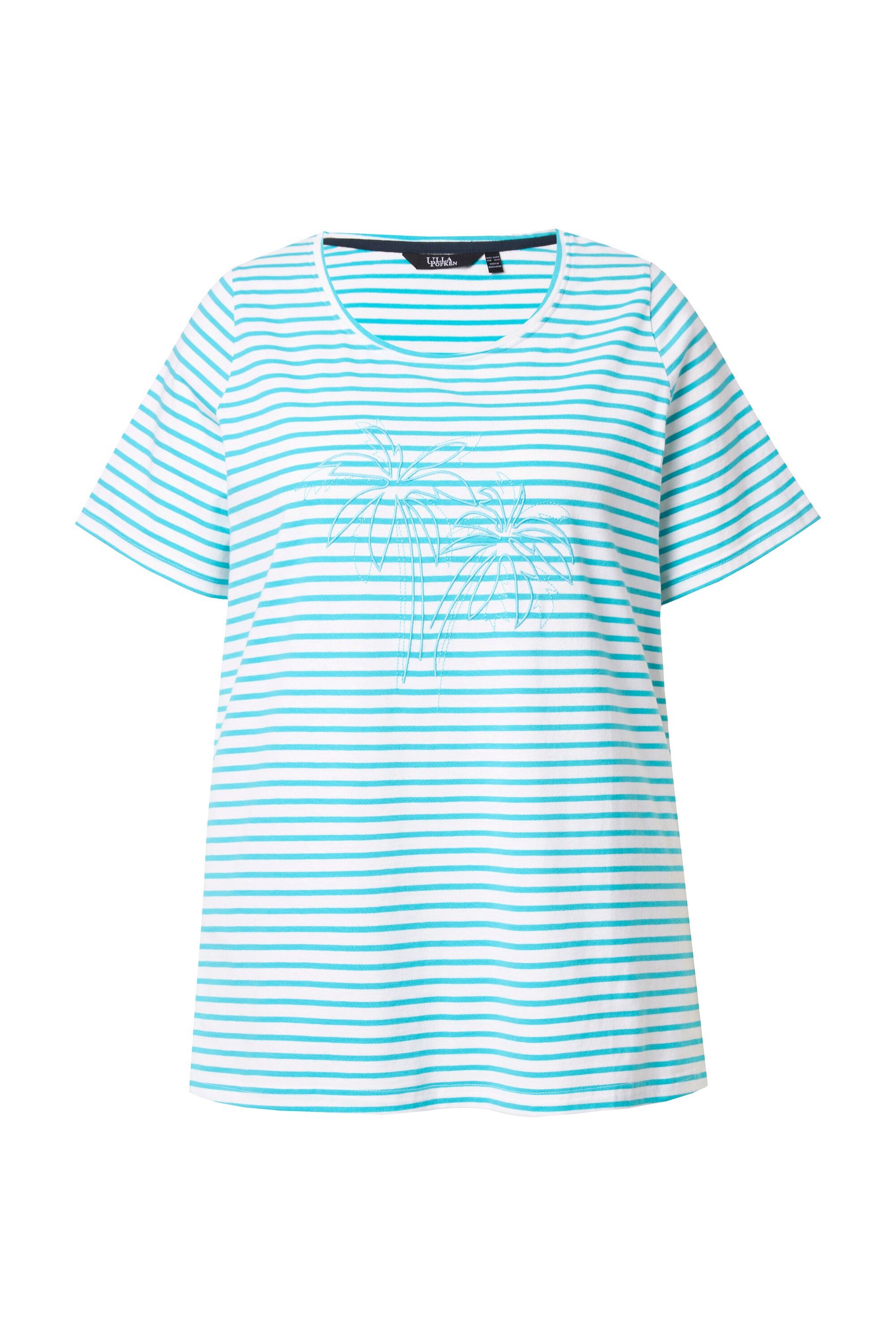 Ulla Popken T-Shirt T-Shirt Ringel Palmenstickerei günstig online kaufen
