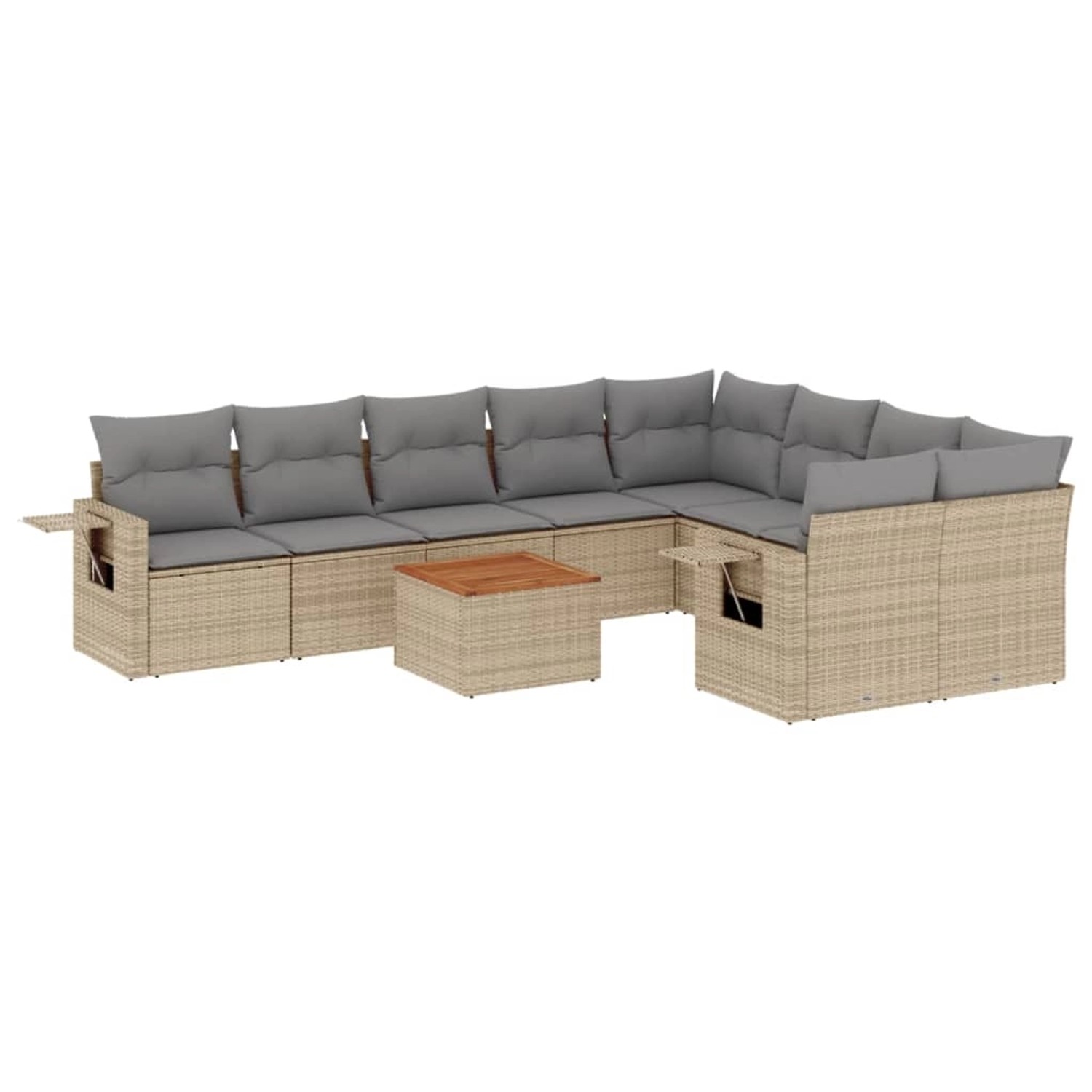 vidaXL 10-Tlg Garten-Sofagarnitur mit Kissen Beige Poly Rattan 3257053 günstig online kaufen