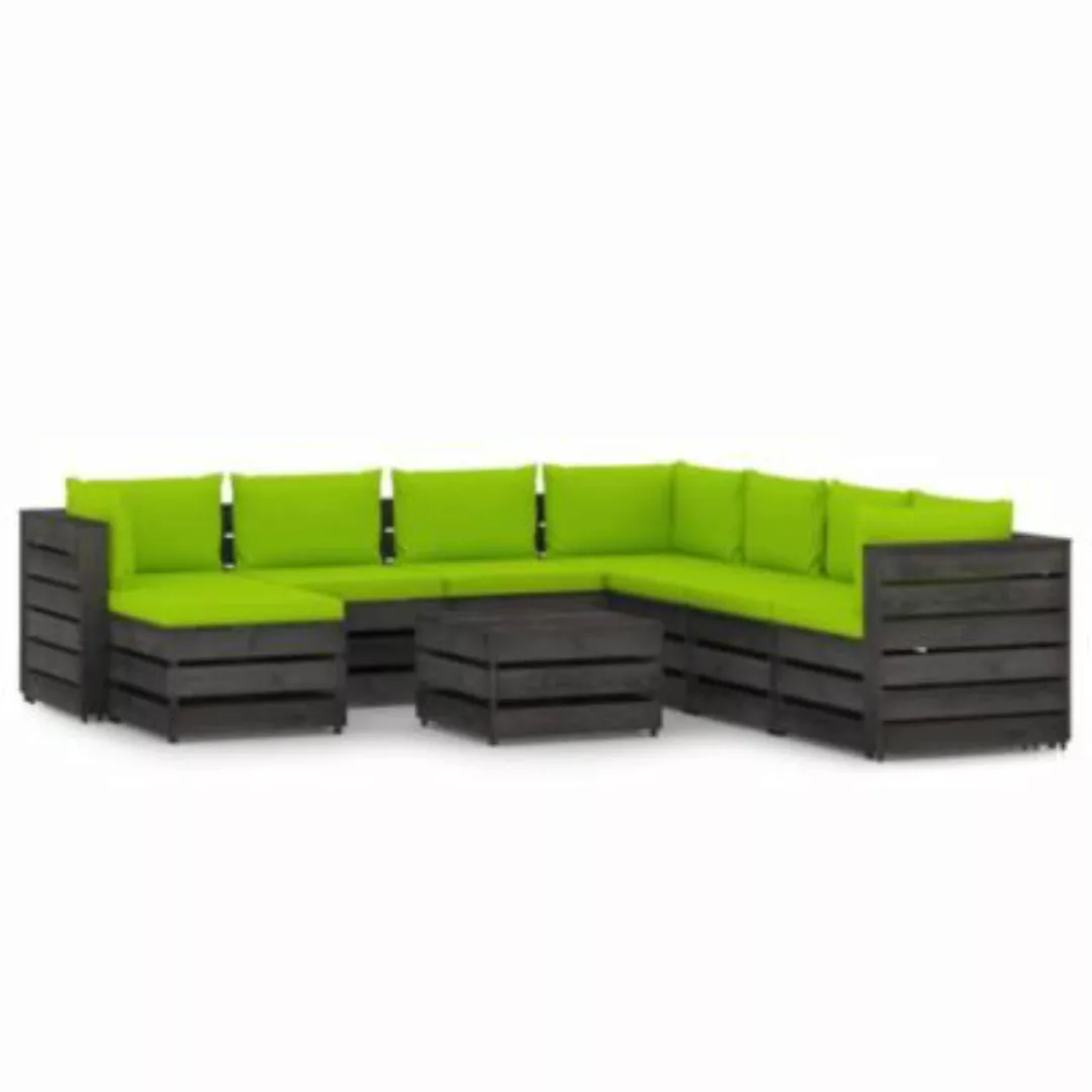 9-tlg. Garten-lounge-set Mit Kissen Grau Imprägniertes Holz günstig online kaufen
