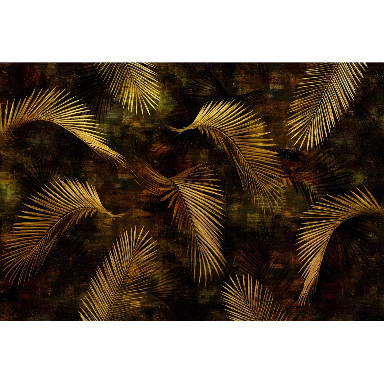 Bricoflor Palmenblätter Tapete Schwarz Gold Vlies Fototapete mit Farn Desig günstig online kaufen
