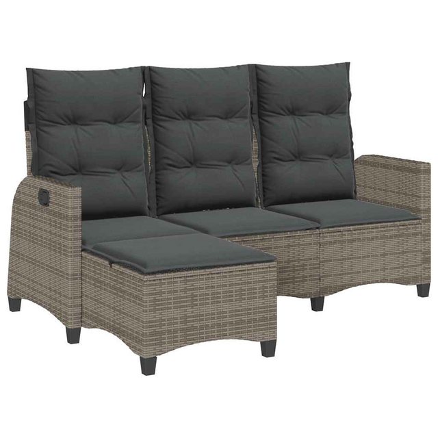 vidaXL Loungesofa Gartensofa mit Liegefunktion Kissen L-Form Grau Poly Ratt günstig online kaufen