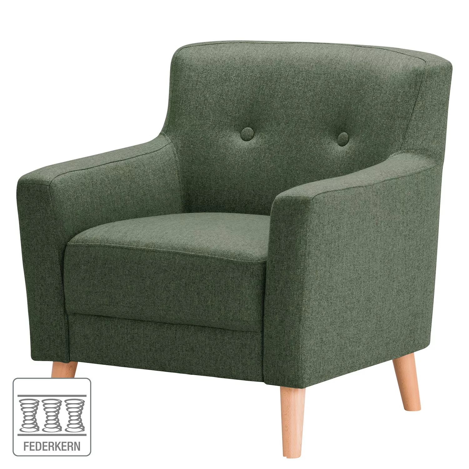 home24 Norrwood Sessel Bette I Grün Webstoff 80x82x80 cm (BxHxT) günstig online kaufen