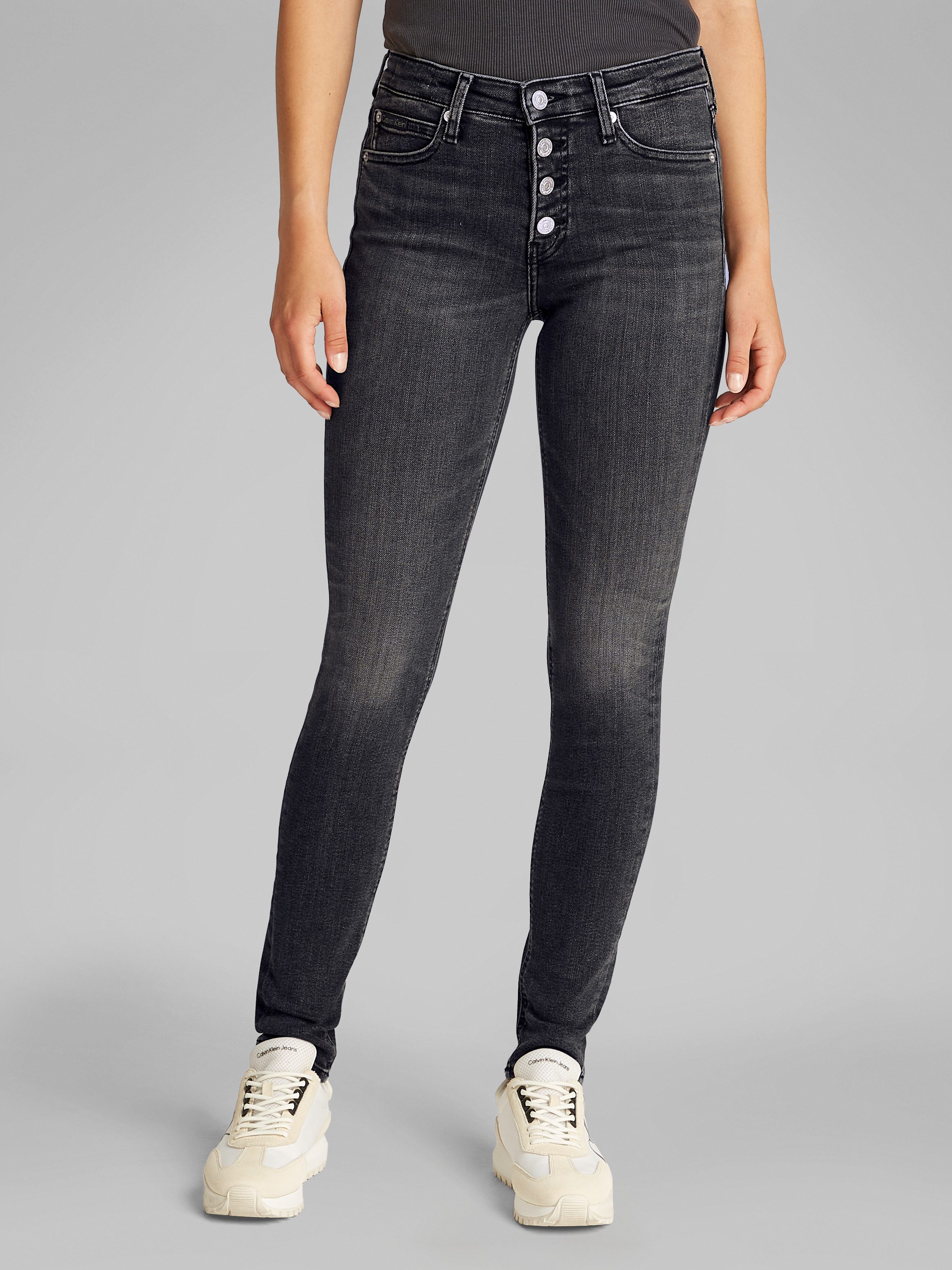 Calvin Klein Jeans Skinny-fit-Jeans "MID RISE SKINNY", mit offener Knopflei günstig online kaufen
