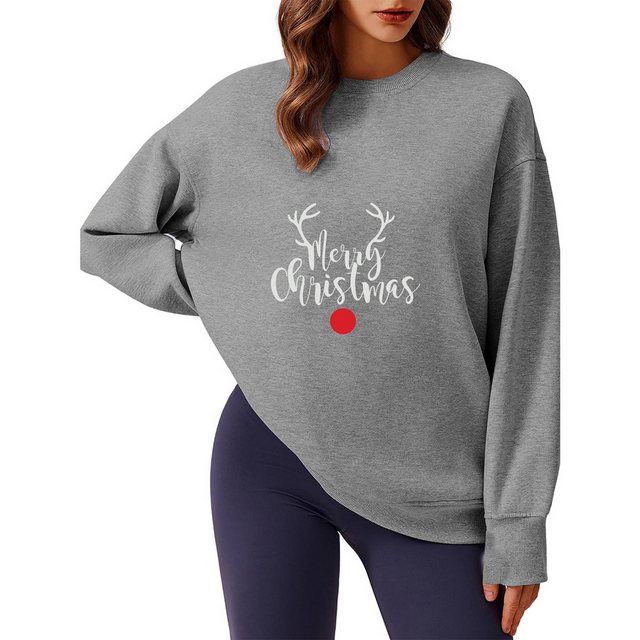 MC Star Longsweatshirt Langärmliges Damen-Sweatshirt mit Weihnachts-Elch-Pr günstig online kaufen