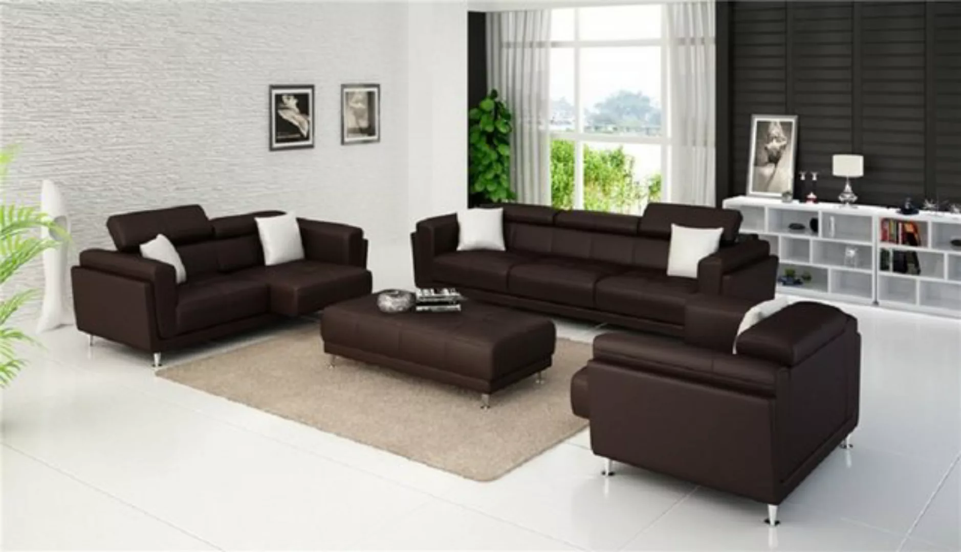 JVmoebel Sofa Design Couchen Sofas Polster 32 Sitzer Sofagarnitur Set Leder günstig online kaufen