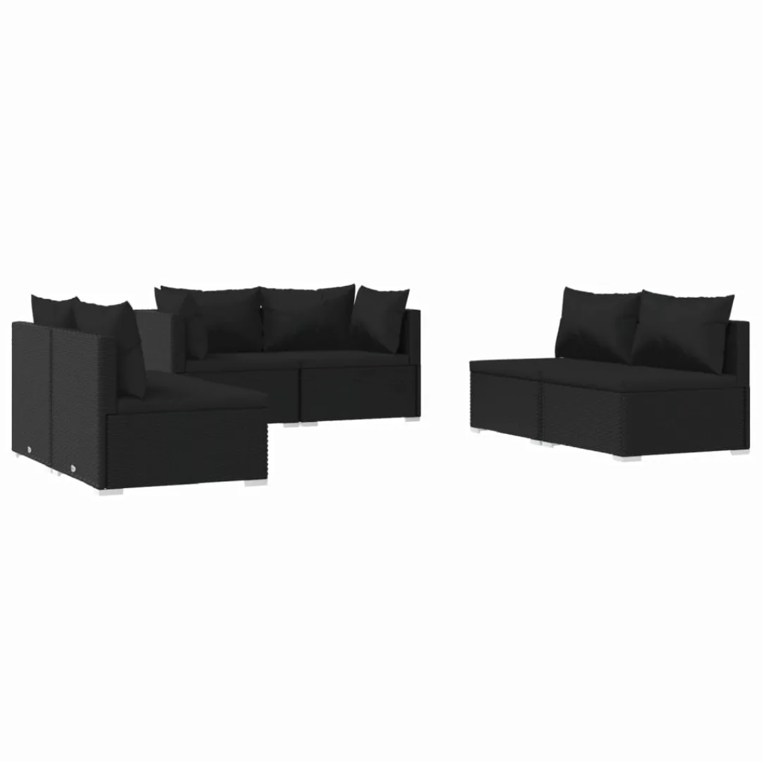 Vidaxl 6-tlg. Garten-lounge-set Mit Kissen Poly Rattan Schwarz günstig online kaufen