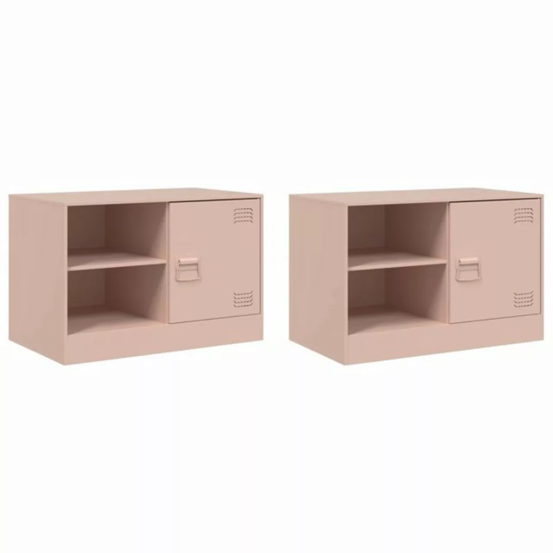 vidaXL TV-Schrank TV-Schränke 2 Stk. Rosa 67x39x44 cm Stahl (2-St) günstig online kaufen