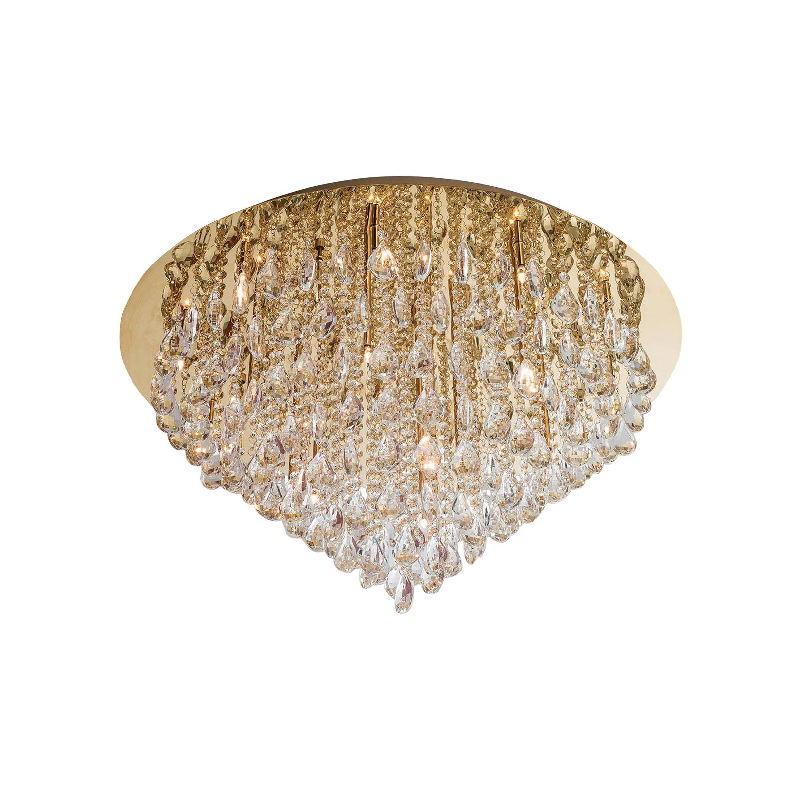 Deckenlampe Celeste mit K9-Kristallen, Ø75cm, gold günstig online kaufen