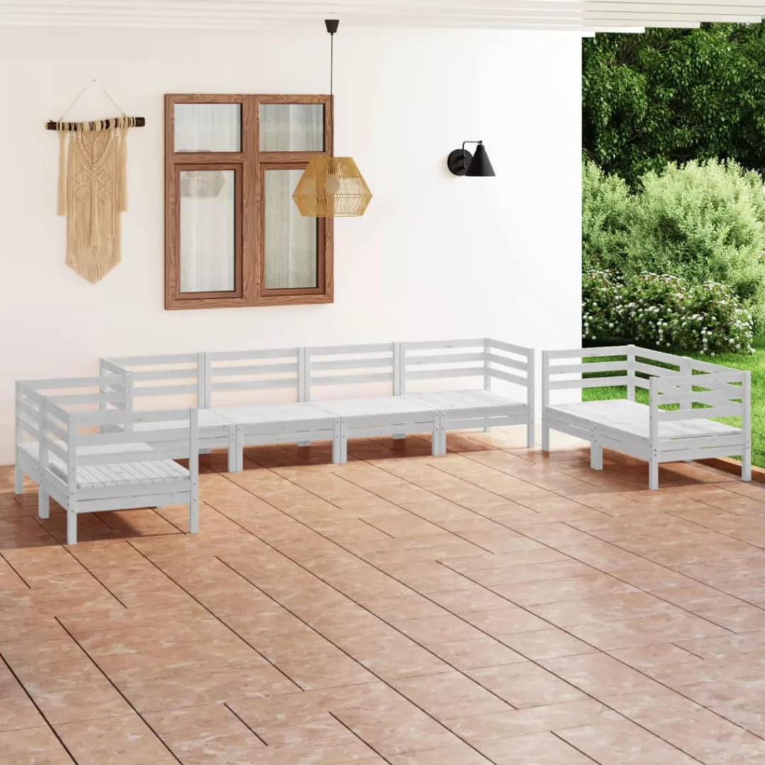 8-tlg. Garten-lounge-set Weiß Massivholz Kiefer günstig online kaufen