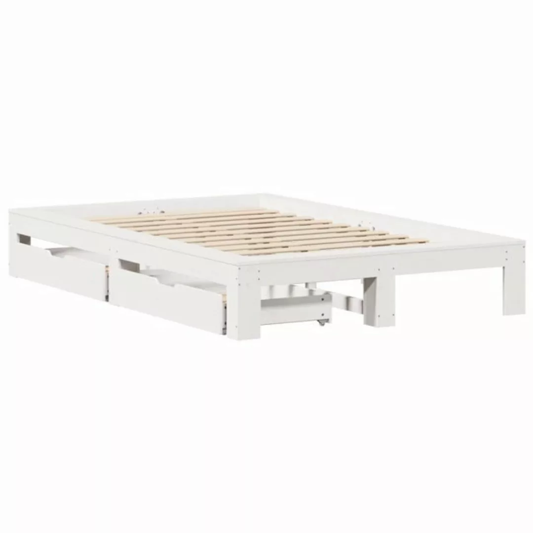 vidaXL Bett Massivholzbett ohne Matratze Weiß 135x190 cm Kiefernholz günstig online kaufen