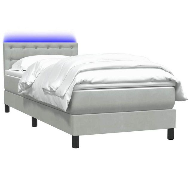 vidaXL Bett Boxspringbett mit Matratze Hellgrau 80x220 cm Samt günstig online kaufen