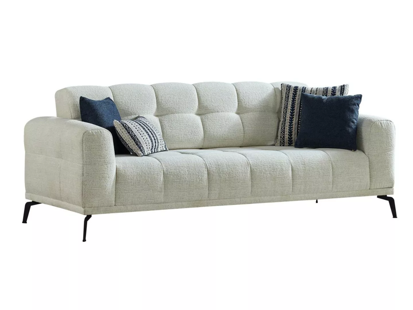 Sofa 3-Sitzer - melierter Stoff - Weiß - RICADI von Pascal Morabito günstig online kaufen