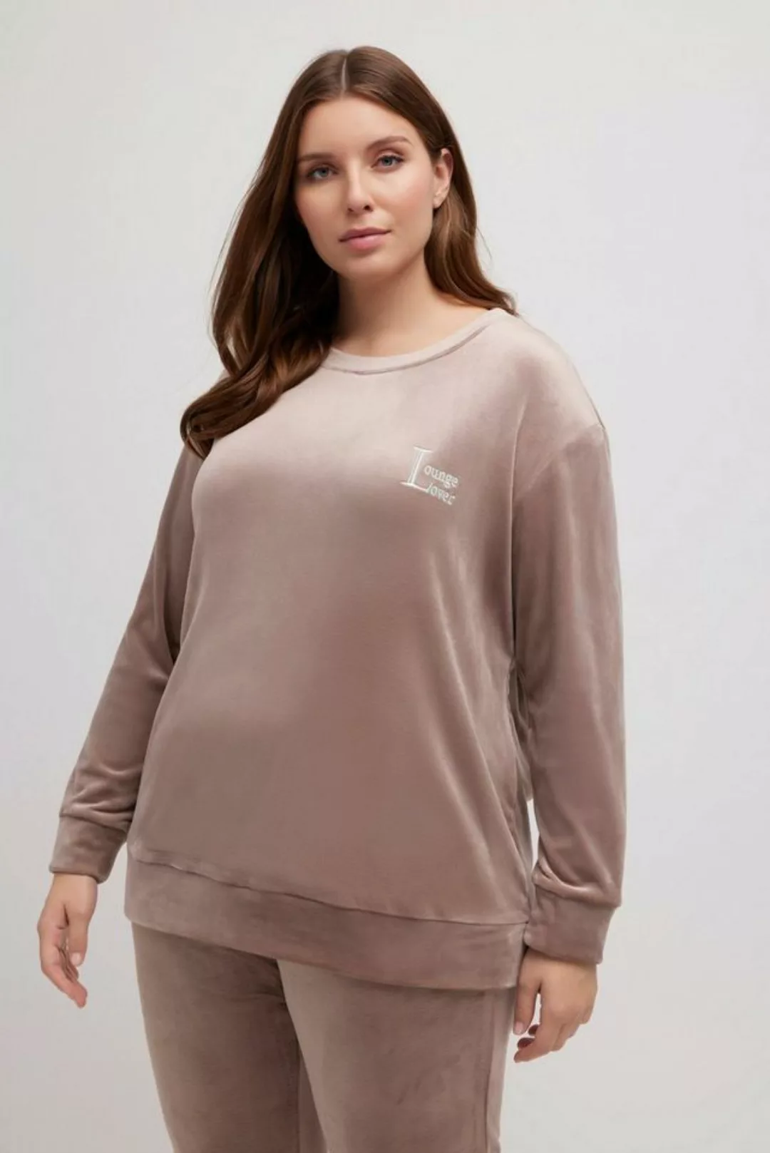 Ulla Popken Sweatjacke Homewear-Pullover Nicki Stickerei Rundhals Langarm günstig online kaufen