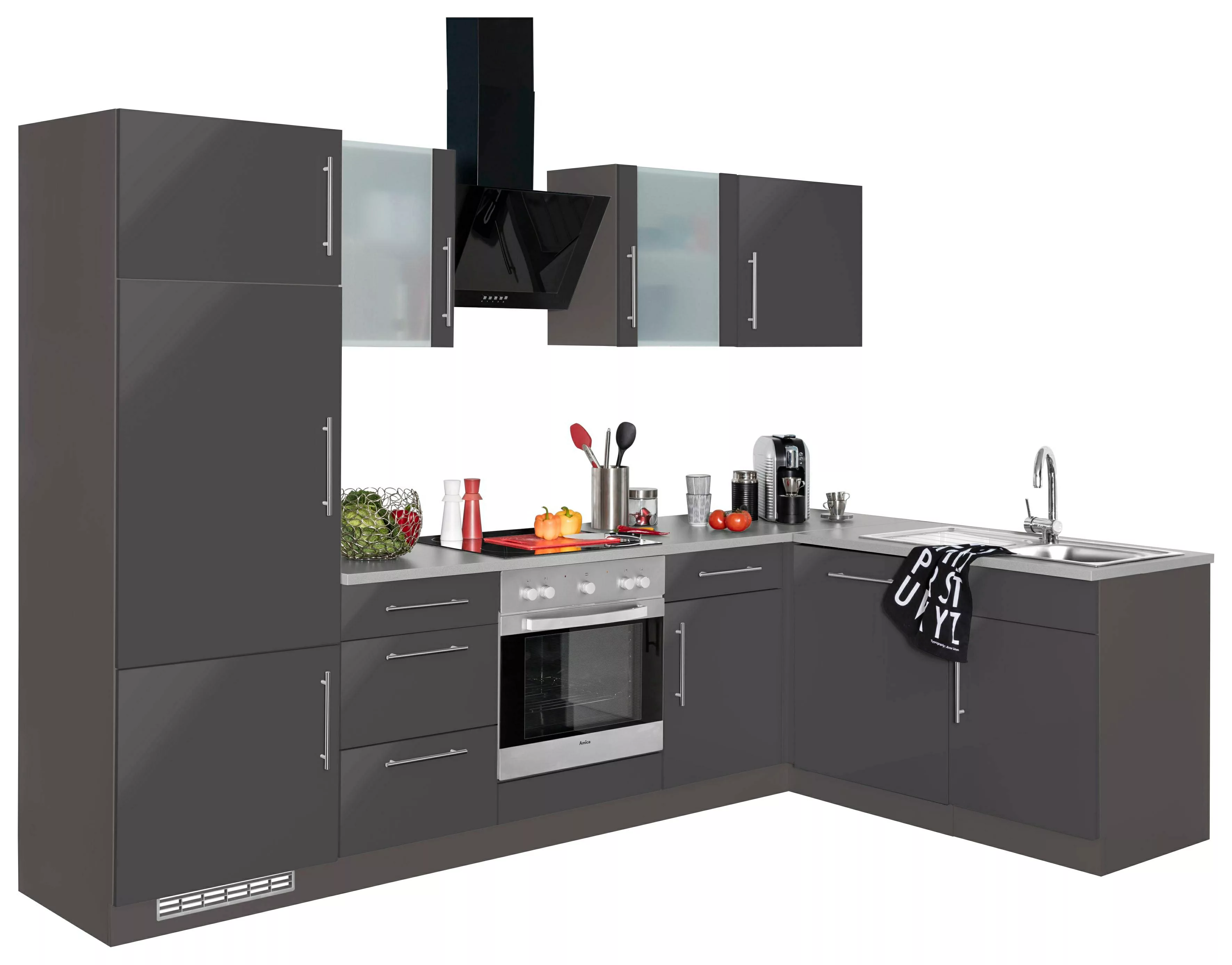 wiho Küchen Winkelküche "Cali", mit E-Geräten, Stellbreite 280 x 170 cm günstig online kaufen