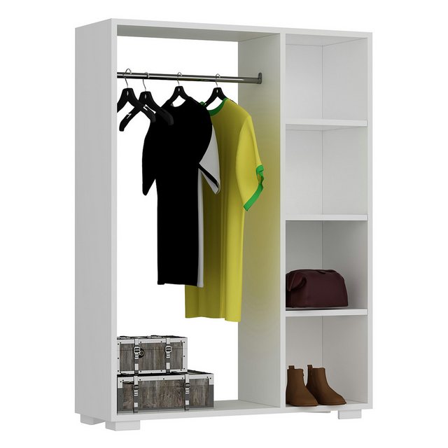 en.casa Kleiderschrank »Nesbyen« mit Garderobenstange Weiß günstig online kaufen