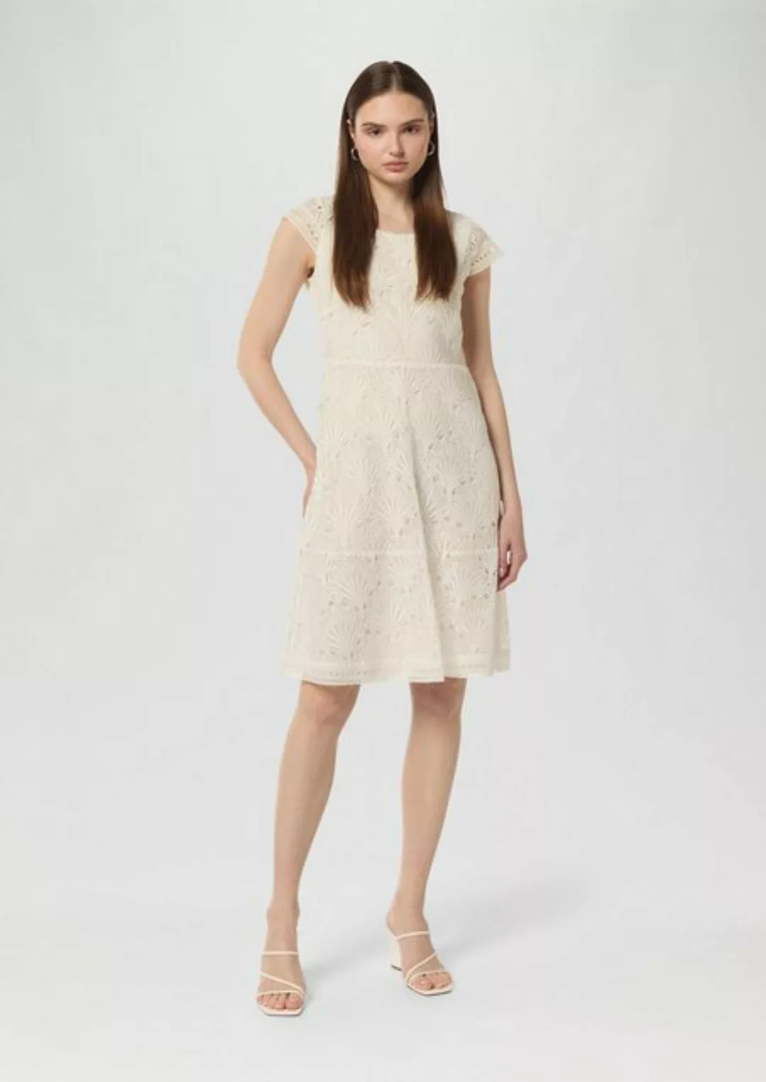 Comma Minikleid Kleid aus Spitze mit Rundhalsausschnitt Lochstickerei günstig online kaufen