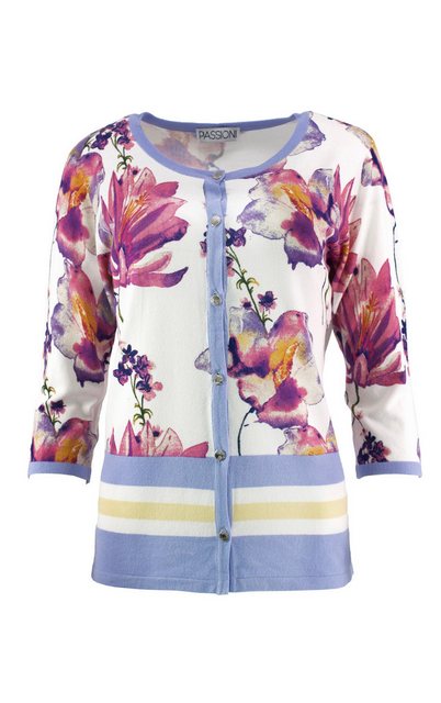 Passioni Cardigan Sommer-Cardigan mit wasserfarbenem Blumen- und Streifenpr günstig online kaufen