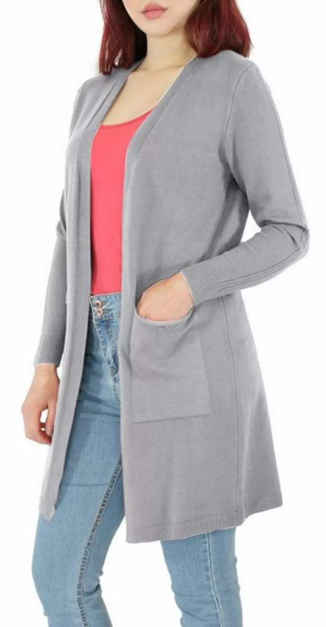 dy_mode Cardigan Damen Strickjacke Langarm Strick Cardigan Lang Strickmante günstig online kaufen