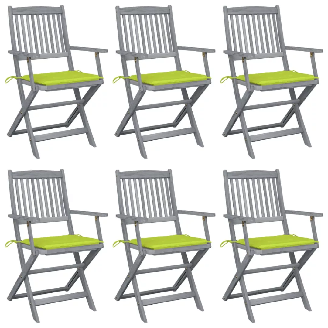 Klappbare Gartenstühle 6 Stk. Mit Sitzkissen Massivholz Akazie günstig online kaufen