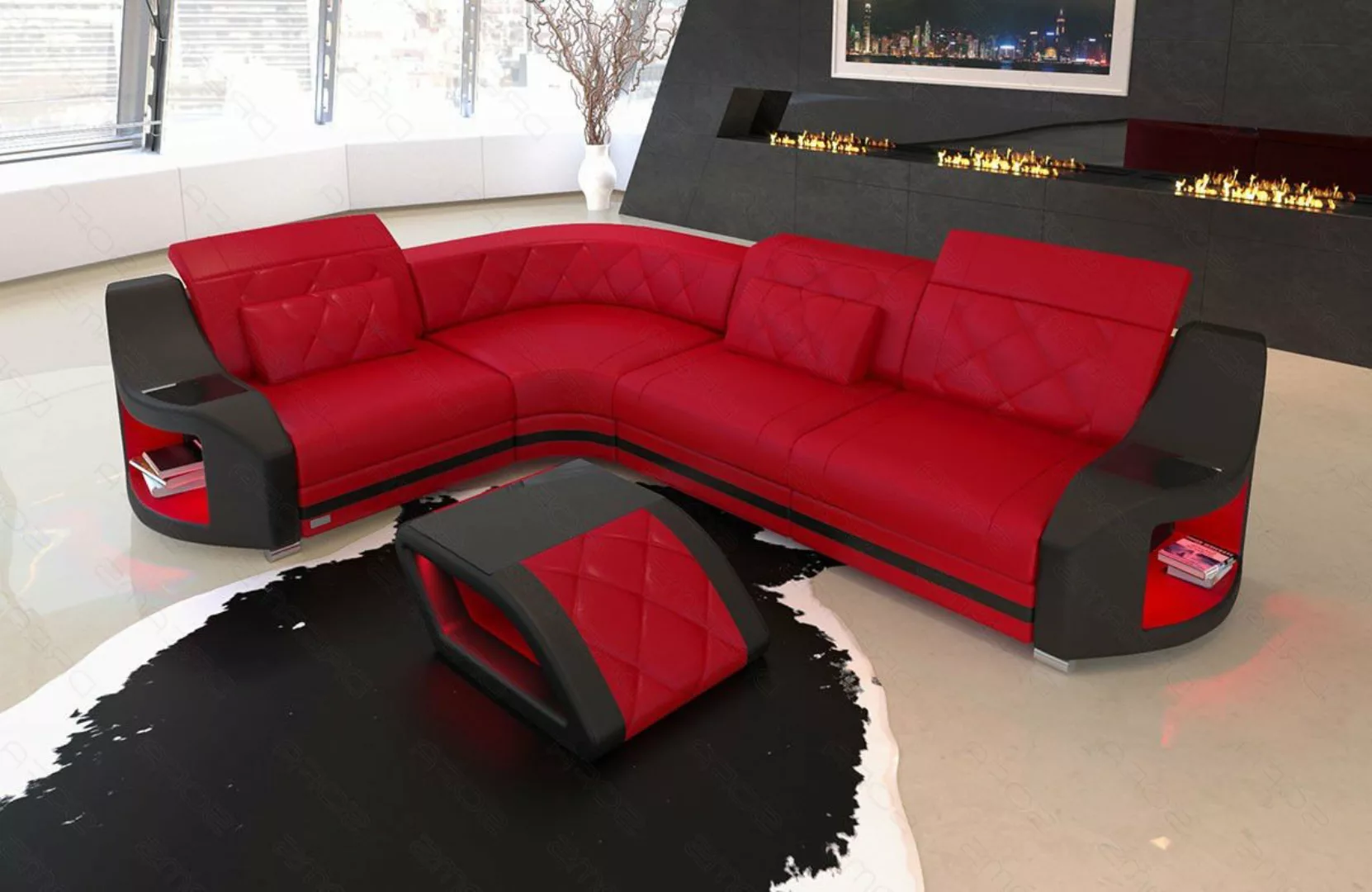 Sofa Dreams Ecksofa Sofa Genua Mini Leder L Form, Designersofa, Ledersofa m günstig online kaufen