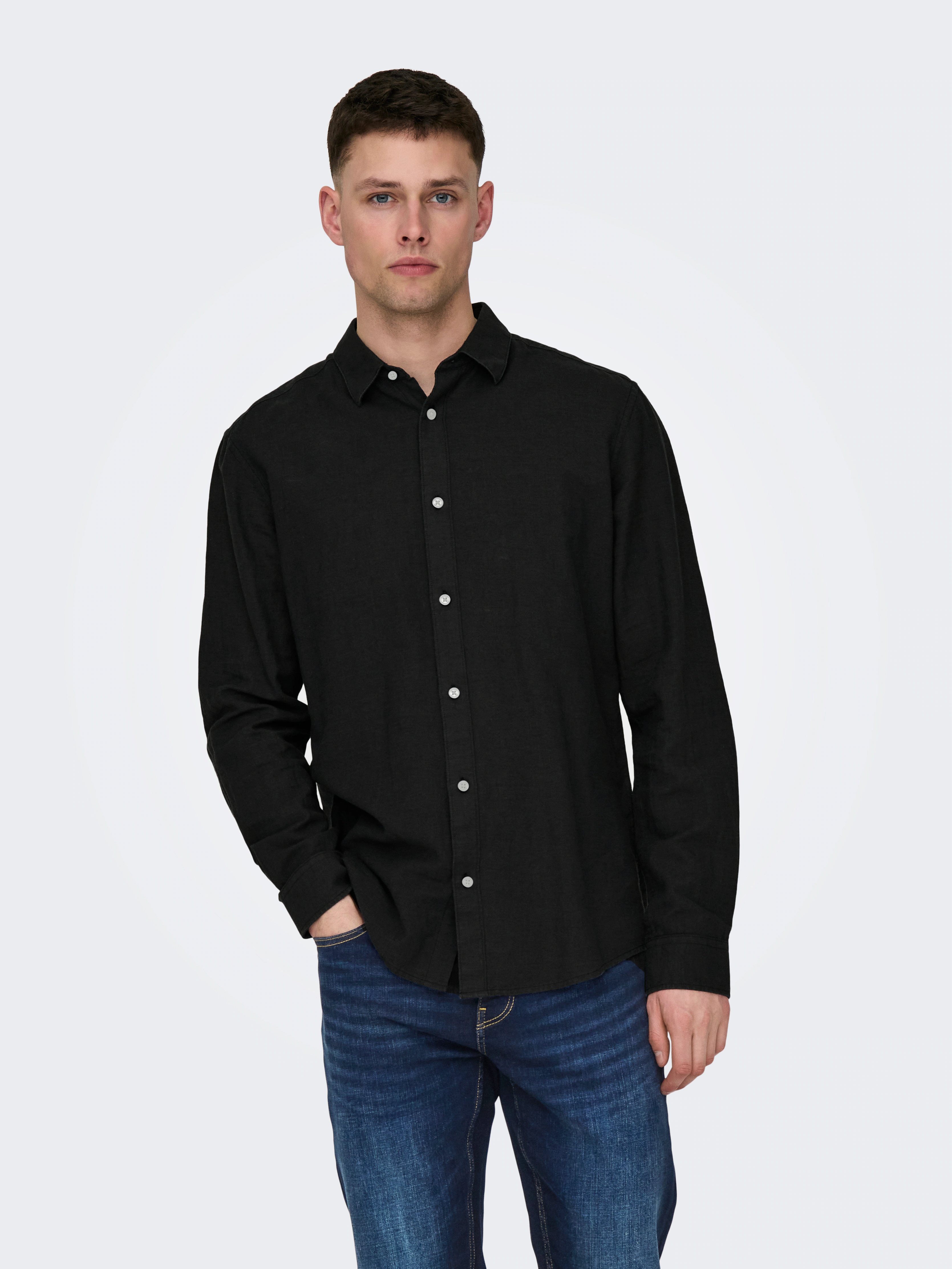 ONLY & SONS Langarmhemd "ONSCAIDEN LS SOLID LINEN SHIRT NOOS" günstig online kaufen