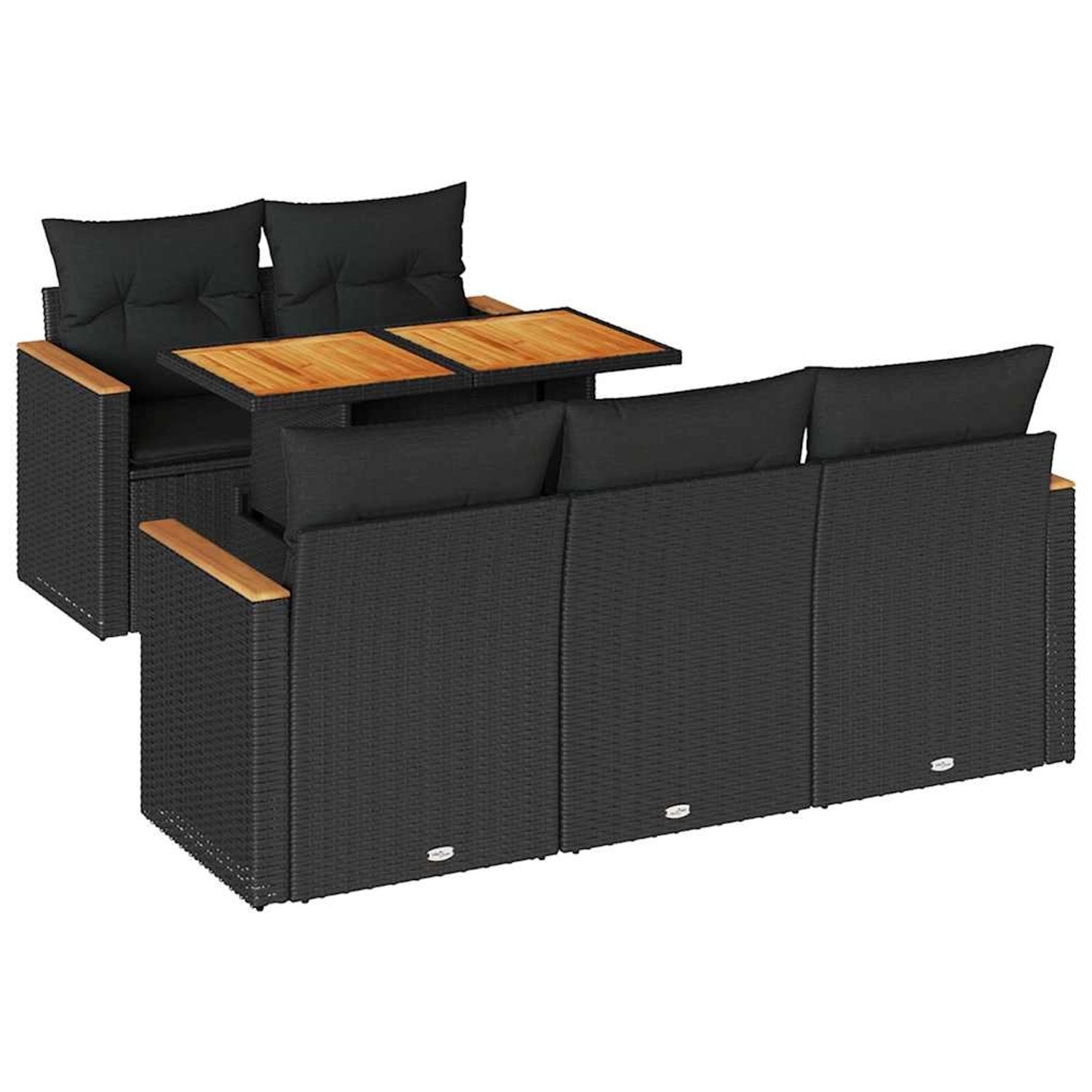vidaXL 6-Tlg Garten-Sofagarnitur mit Kissen Schwarz Poly Rattan 3327436 günstig online kaufen