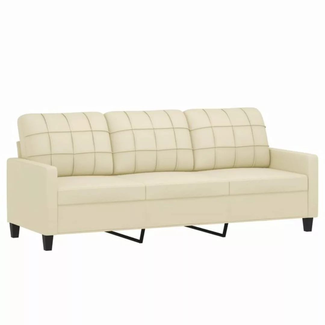 vidaXL Sofa, 3-Sitzer-Sofa Creme 180 cm Kunstleder günstig online kaufen