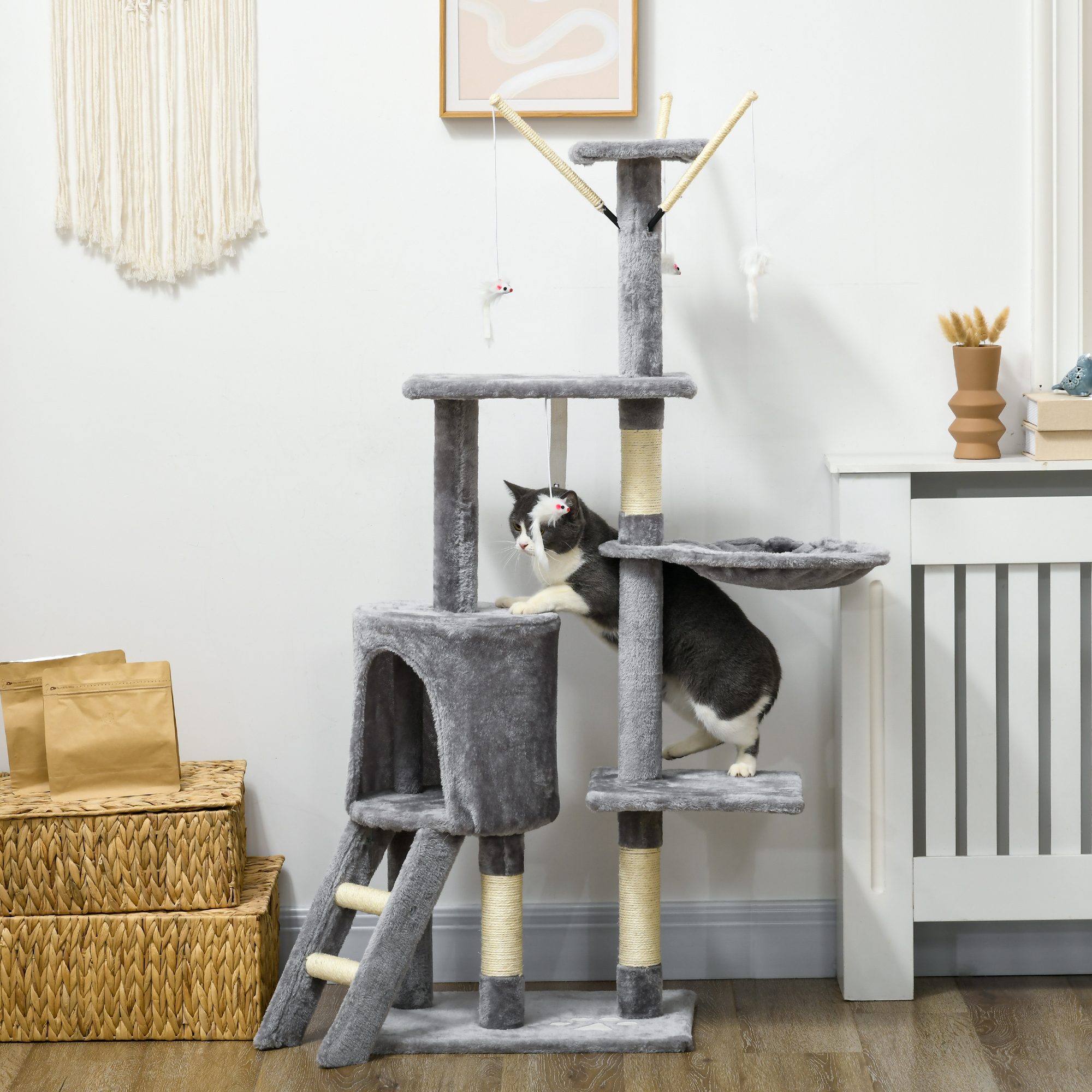 PawHut Katzenbaum 134,2 cm Hoch Kratzbaum Katzenkratzbaum Kletterbaum Katze günstig online kaufen