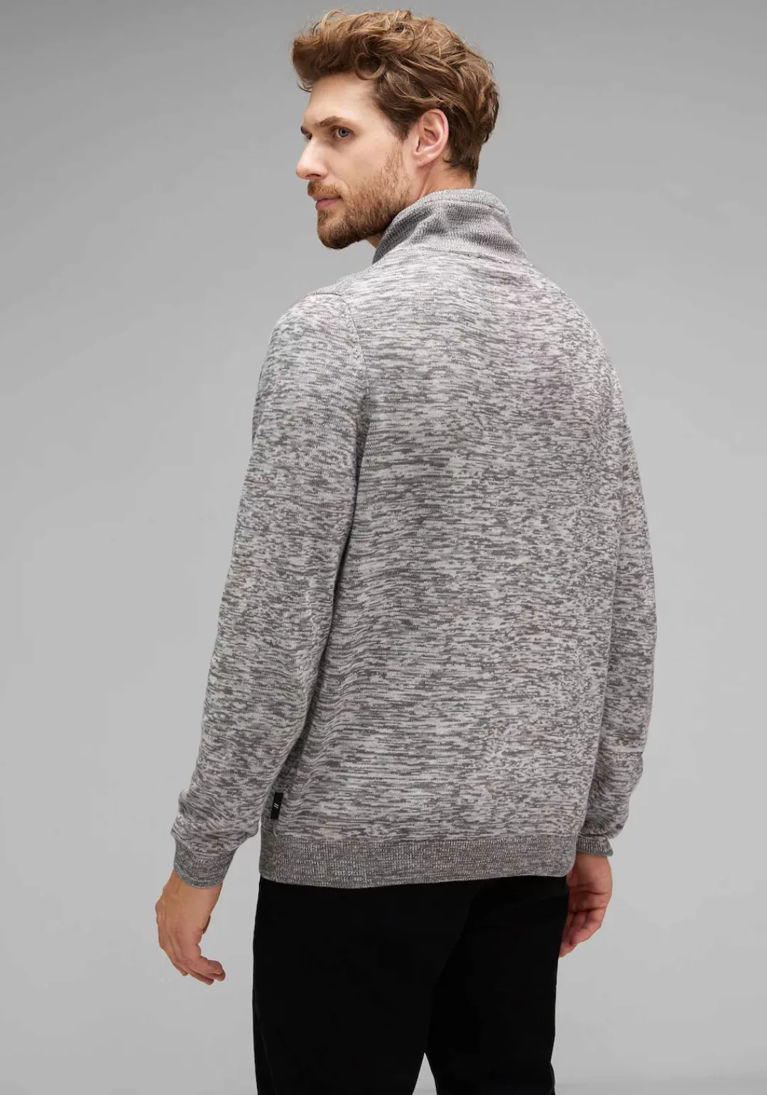 STREET ONE MEN Strickpullover in melierter Optik günstig online kaufen